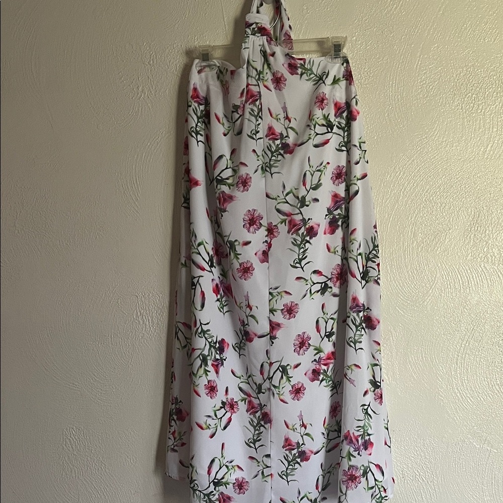 INC International Concepts White and Pink Floral Backless Dress